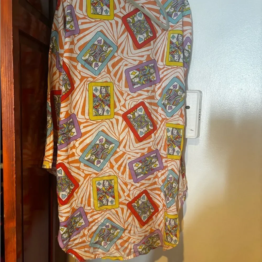 vintage dress shirt playing cards logo deck of cards top bright blouse y2k rare